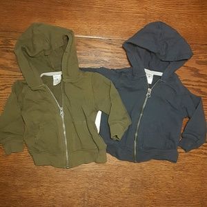 Carter's 9m Twin zip hoodies navy olive